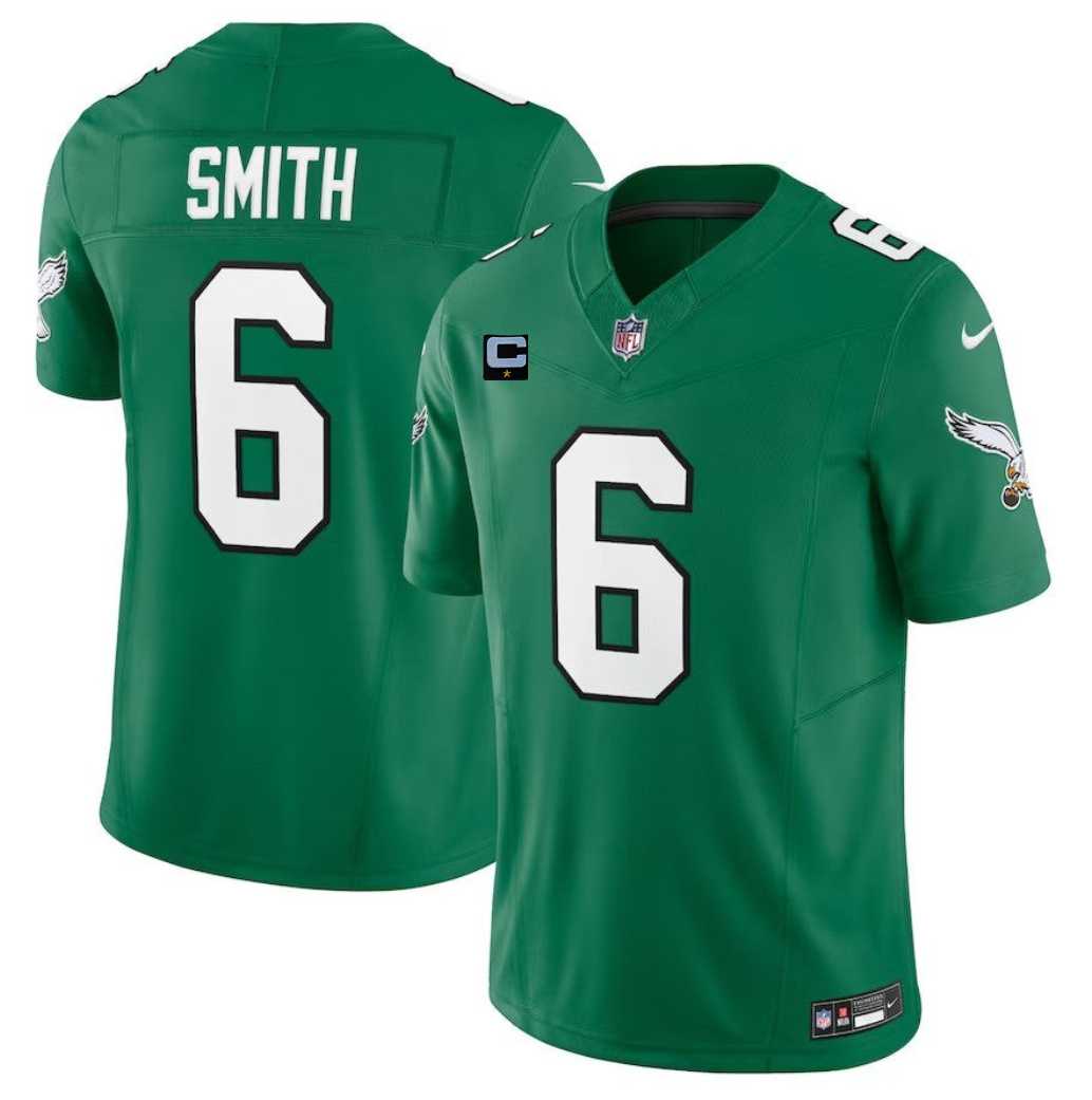 Men & Women & Youth Philadelphia Eagles #6 DeVonta Smith Green 2023 F.U.S.E. With 1-Star C Patch Vapor Vapor Untouchable Limited Jersey